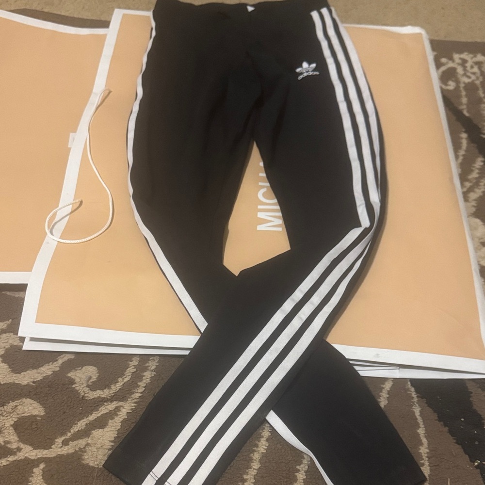 adidas Black Joggers with White Three-Stripes